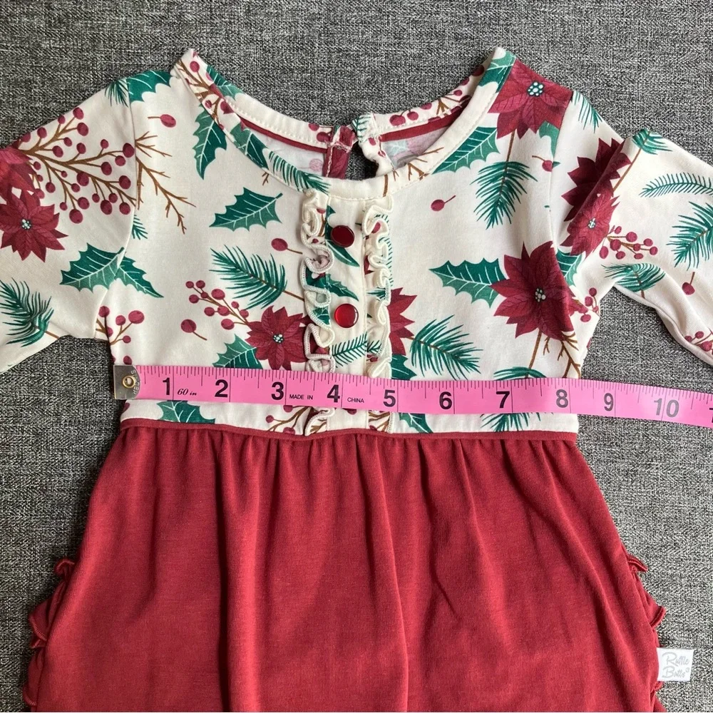 RuffleButts Merry And Bright Long Sleeve Christmas Romper